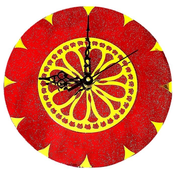 ART-g-1.jpeg Red Ethnic Handmade Clock