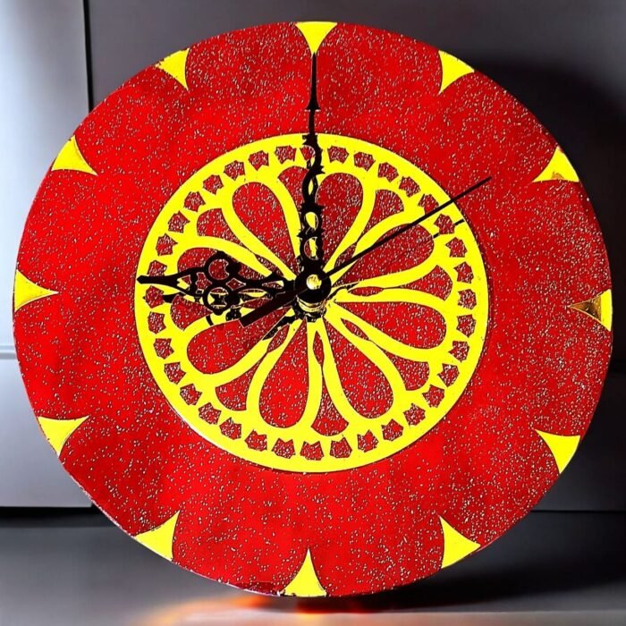 ART-g-2.jpeg Red Ethnic Handmade Clock