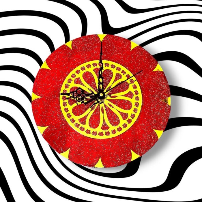 ART-g-3.jpeg Red Ethnic Handmade Clock