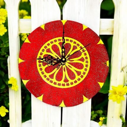 Red Ethnic Handmade Clock