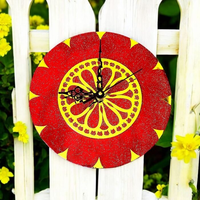 ART-g-5.jpeg Red Ethnic Handmade Clock
