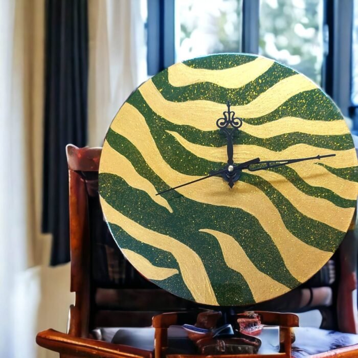 Black and Sparkling Green Wild Clock