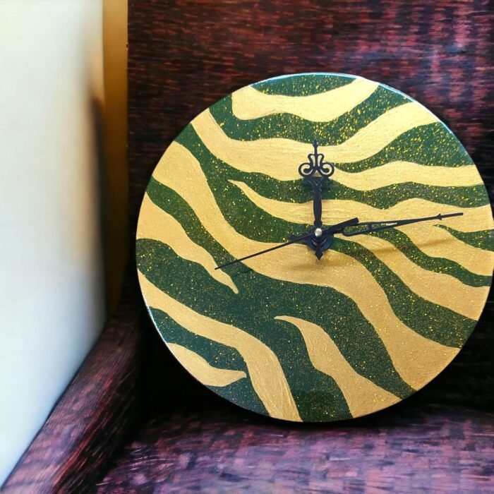 Black and Sparkling Green Wild Clock