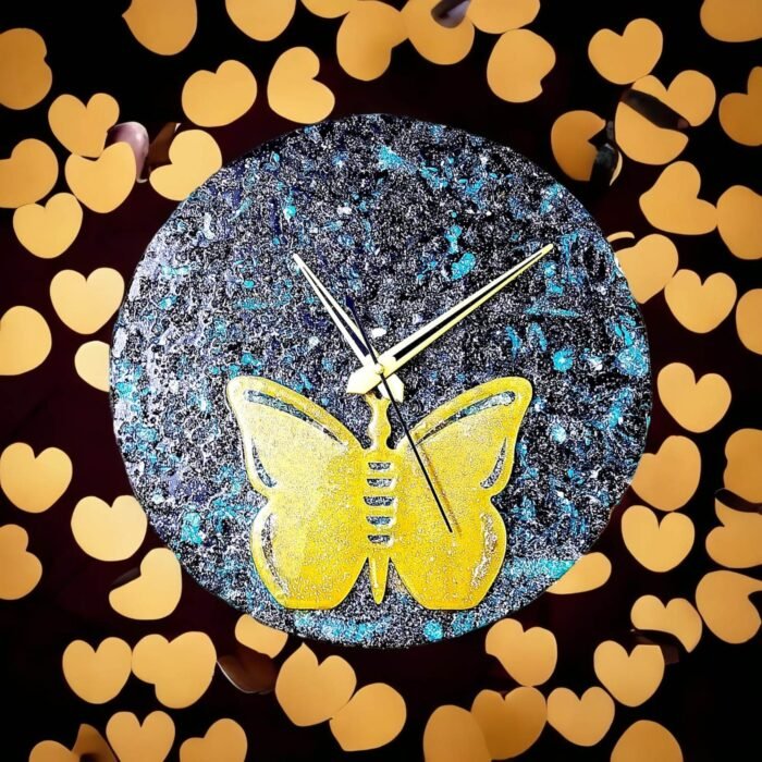 Glass Crystal Butterfly Clock