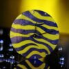 Sparkling Blue and Yellow Zebra Clock