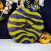 Sparkling Blue and Yellow Zebra Clock