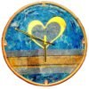 Golden Blue Heart Clock1 Golden Blue Heart Clock