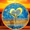 Golden Blue Heart Clock4 Golden Blue Heart Clock