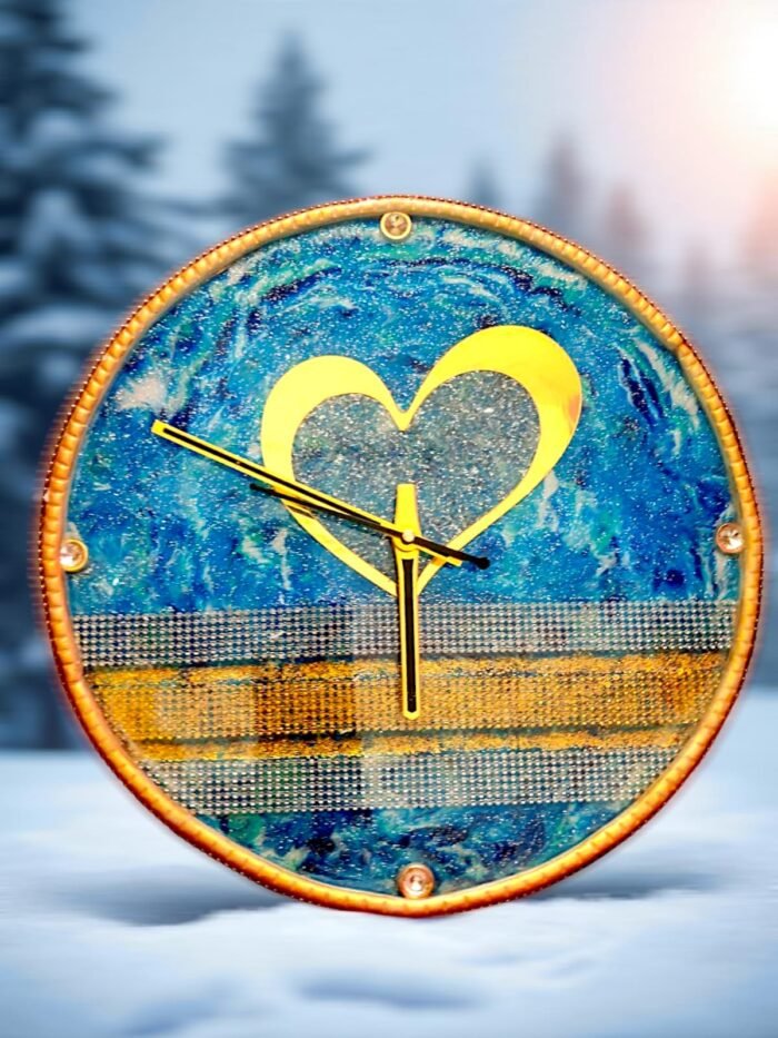 Golden Blue Heart Clock5 Golden Blue Heart Clock