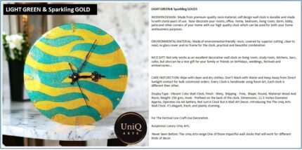 Sparkling Gold and Green Stripe Clock