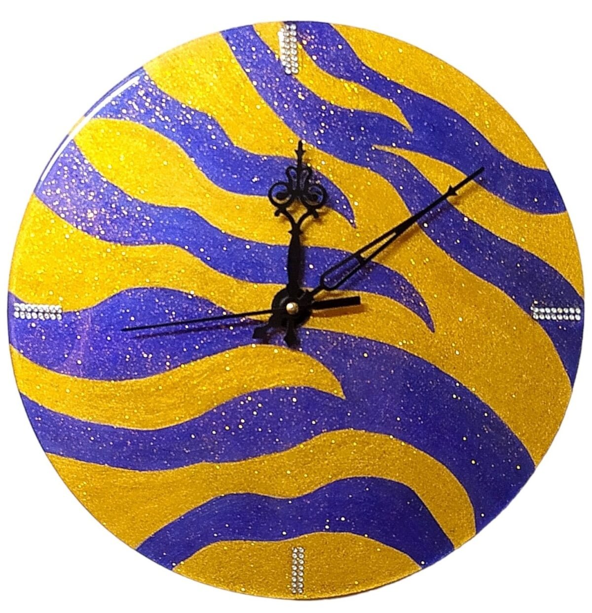 Purple Gold Jaguar Pattern Clock