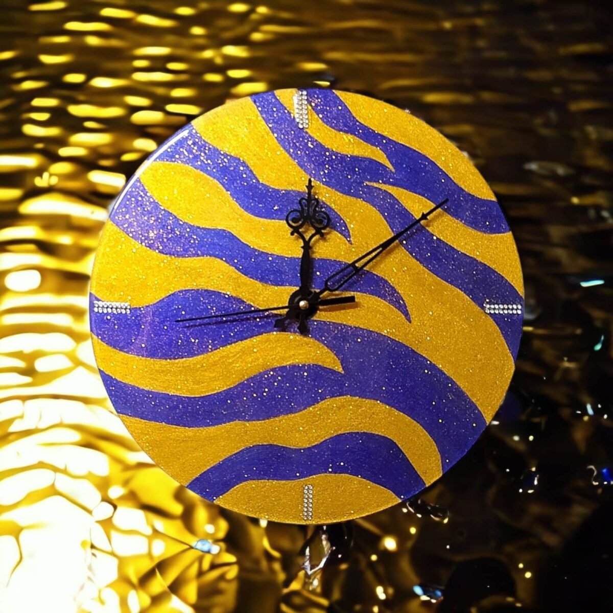 Purple Gold Jaguar Pattern Clock