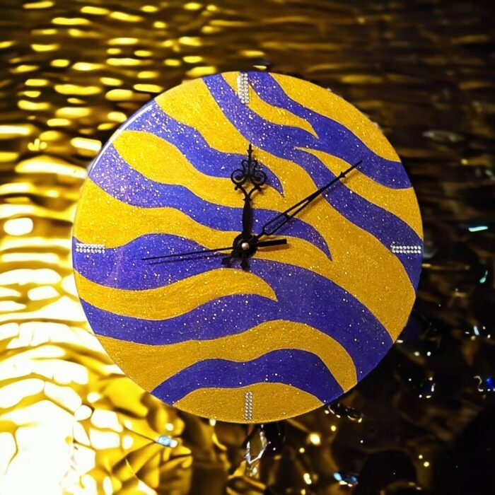 PURPLE-Sparkling-GOLD5.jpg Purple Gold Jaguar Pattern Clock