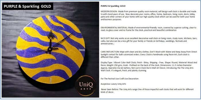 PURPLE-Sparkling-GOLD7.jpg Purple Gold Jaguar Pattern Clock