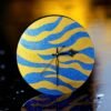 Sparkling Golden Blue Zebra Clock