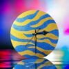 Sparkling Golden Blue Zebra Clock