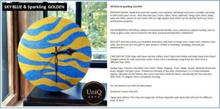 Sparkling Golden Blue Zebra Clock