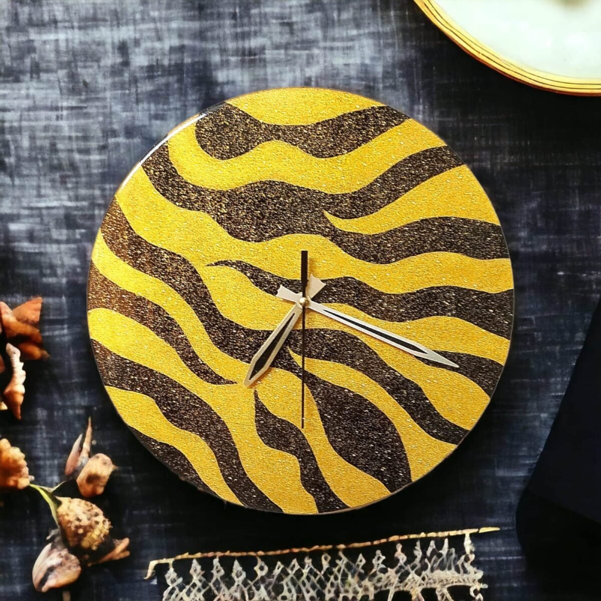 Black & Gold Afrikaans Sebras Clock