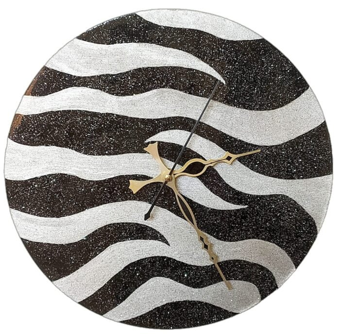 Sparkling-BLACK-SILVER-e1741676281399.jpg Sparkling Serengeti Zebra Clock