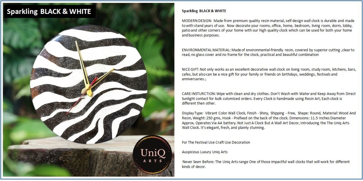 Black & White Wild Zebra Clock
