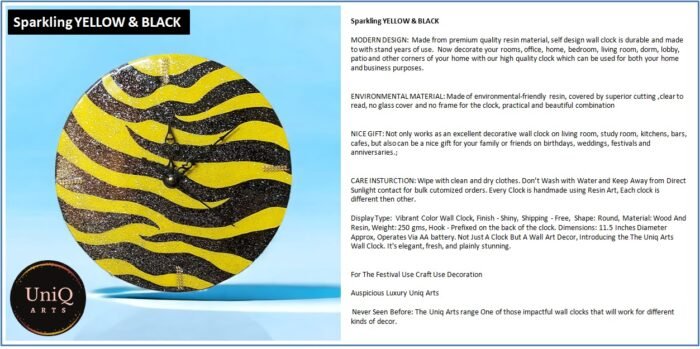 Sparkling-YELLOW-BLACK6.jpg Punda Milia Wild Clock