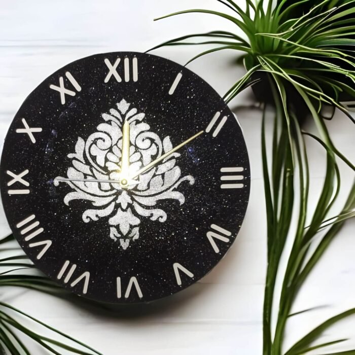 mandna-black-silver-clockclock6-1.jpg Mandala Meditation Clock