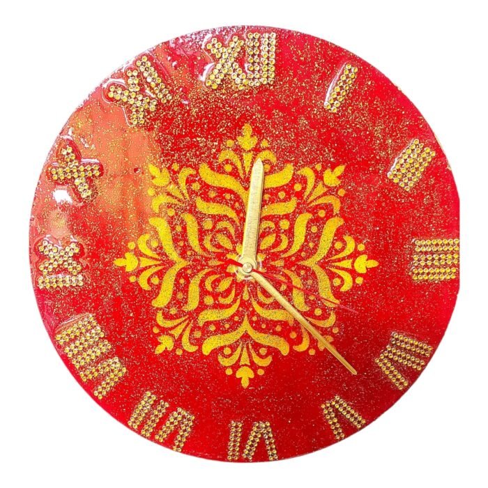 mandna-red-clock1-2.jpg Mandna Red Auspicious Clock