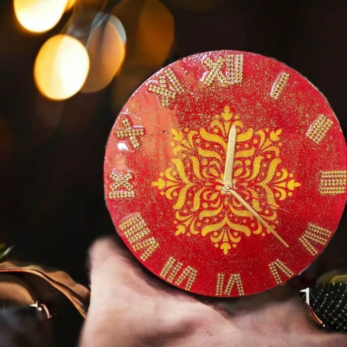 mandna-red-clock2.jpg Mandna Red Auspicious Clock