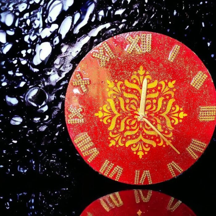mandna-red-clock6.jpg Mandna Red Auspicious Clock