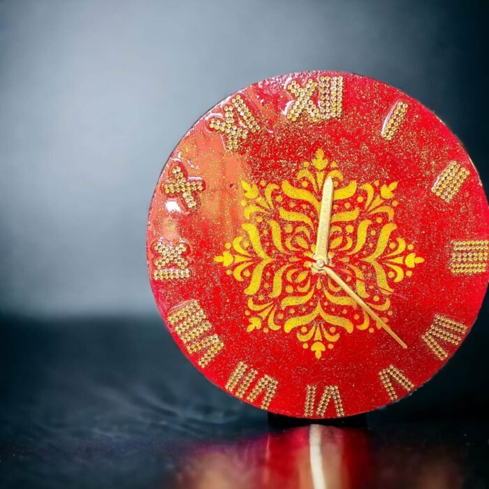mandna-red-clock7.jpg Mandna Red Auspicious Clock