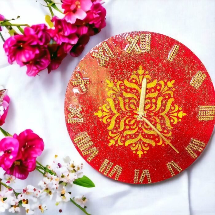 mandna-red-clock8.jpg Mandna Red Auspicious Clock