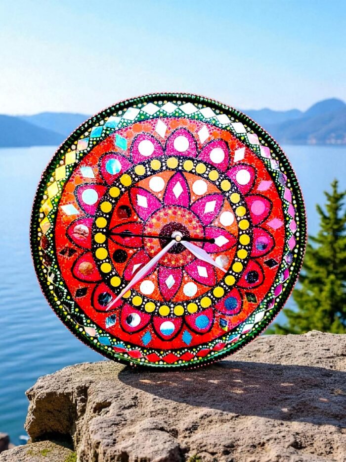 Mandala & Lippan Folk Art Timepiece1 Surya-Shukra Harmony Clock