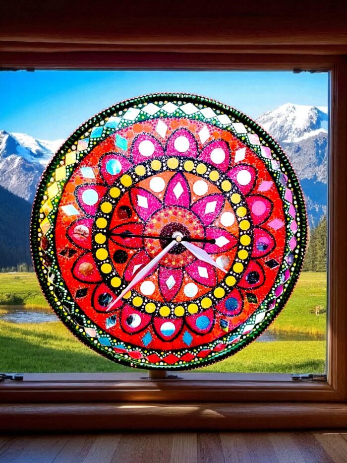 Mandala & Lippan Folk Art Timepiece3 Surya-Shukra Harmony Clock