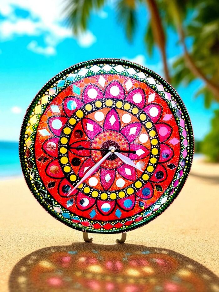 Mandala & Lippan Folk Art Timepiece4 Surya-Shukra Harmony Clock
