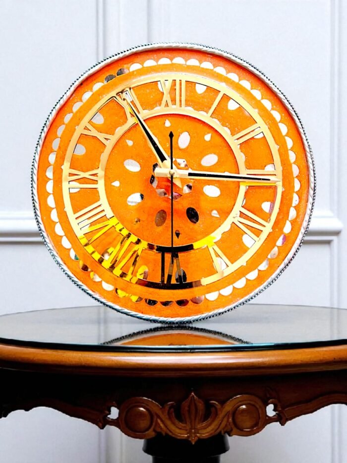 Sunburst Orange Lippan Resin Clock