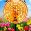 Sunburst Orange Lippan Resin Clock