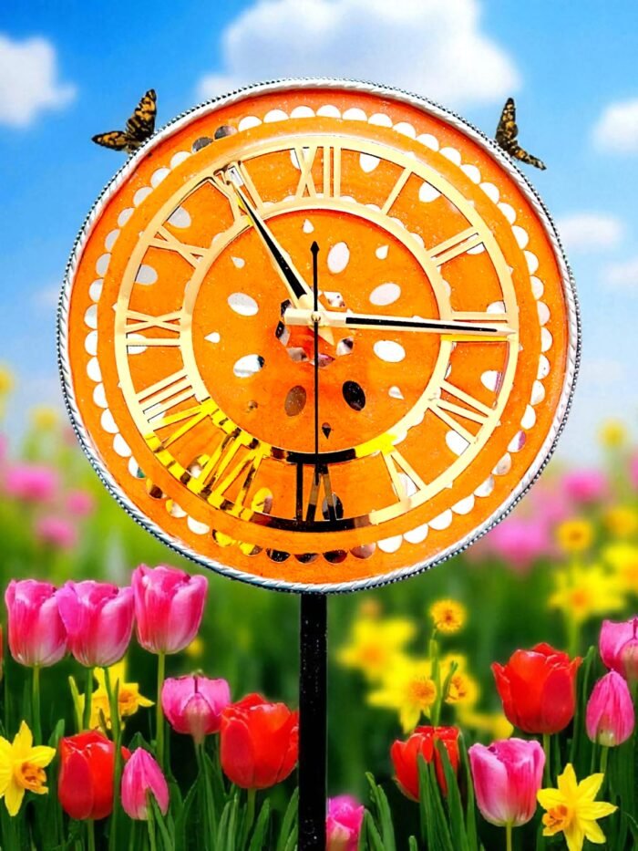 Sunburst Orange Lippan Resin Clock