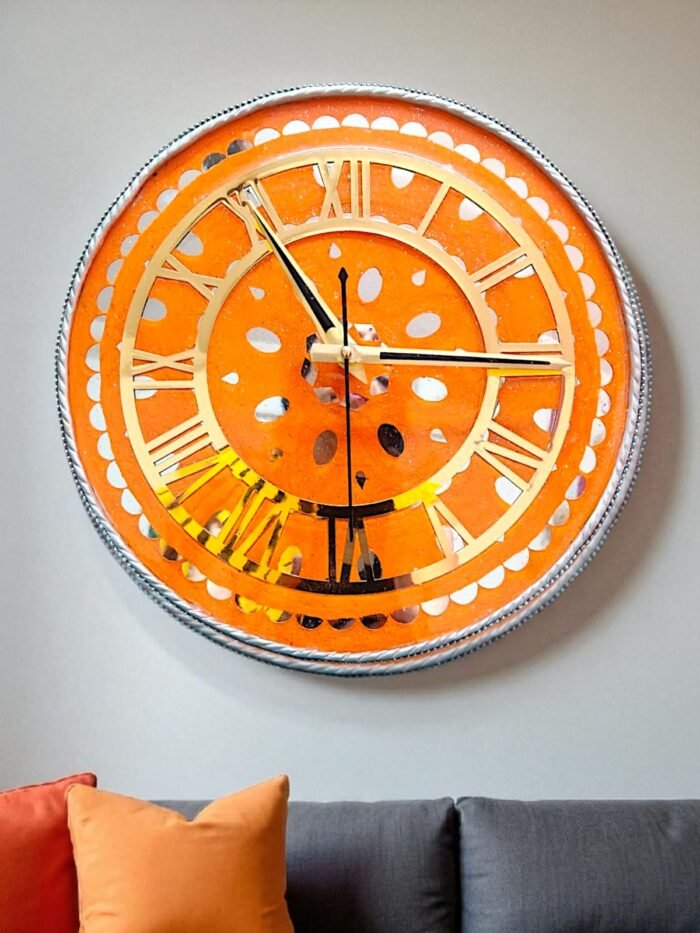 Sunburst Lippan Resin Wall Clock – Handcrafted Elegance