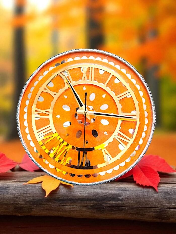 Sunburst Orange Lippan Resin Clock