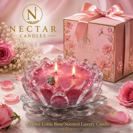 Crystal Lotus Rose Scented Luxury Candle