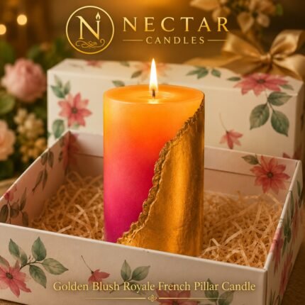 Golden Blush Royale French Pillar Candle