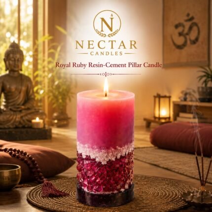 Royal Ruby Resin-Cement Pillar Candle