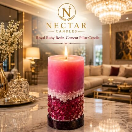 Royal Ruby Resin-Cement Pillar Candle