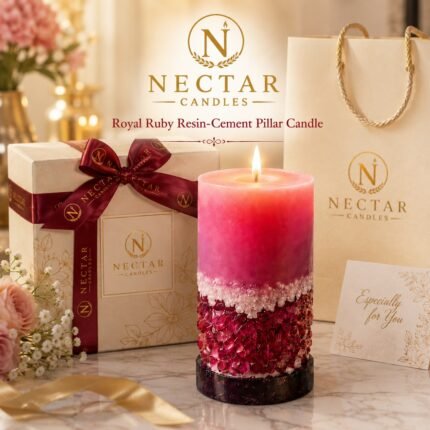 Royal Ruby Resin-Cement Pillar Candle