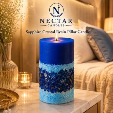 Sapphire Crystal Resin Pillar Candle