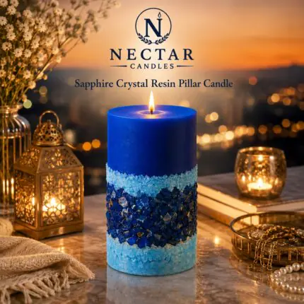 Sapphire Crystal Resin Pillar Candle