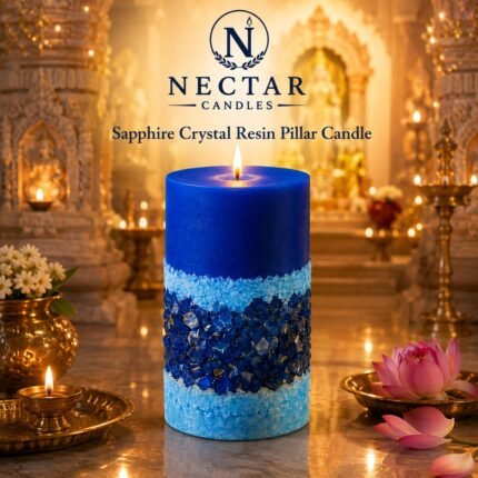 Sapphire Crystal Resin Pillar Candle