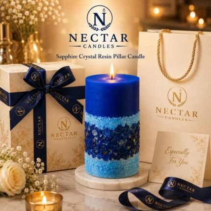 Sapphire Crystal Resin Pillar Candle