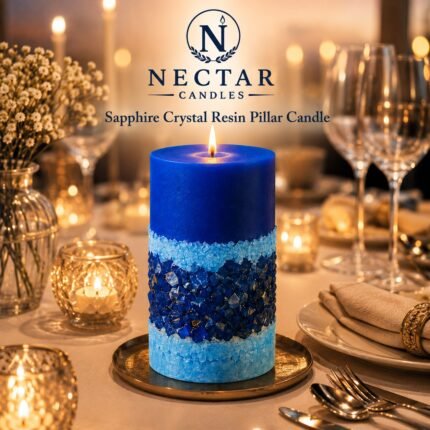 Sapphire Crystal Resin Pillar Candle