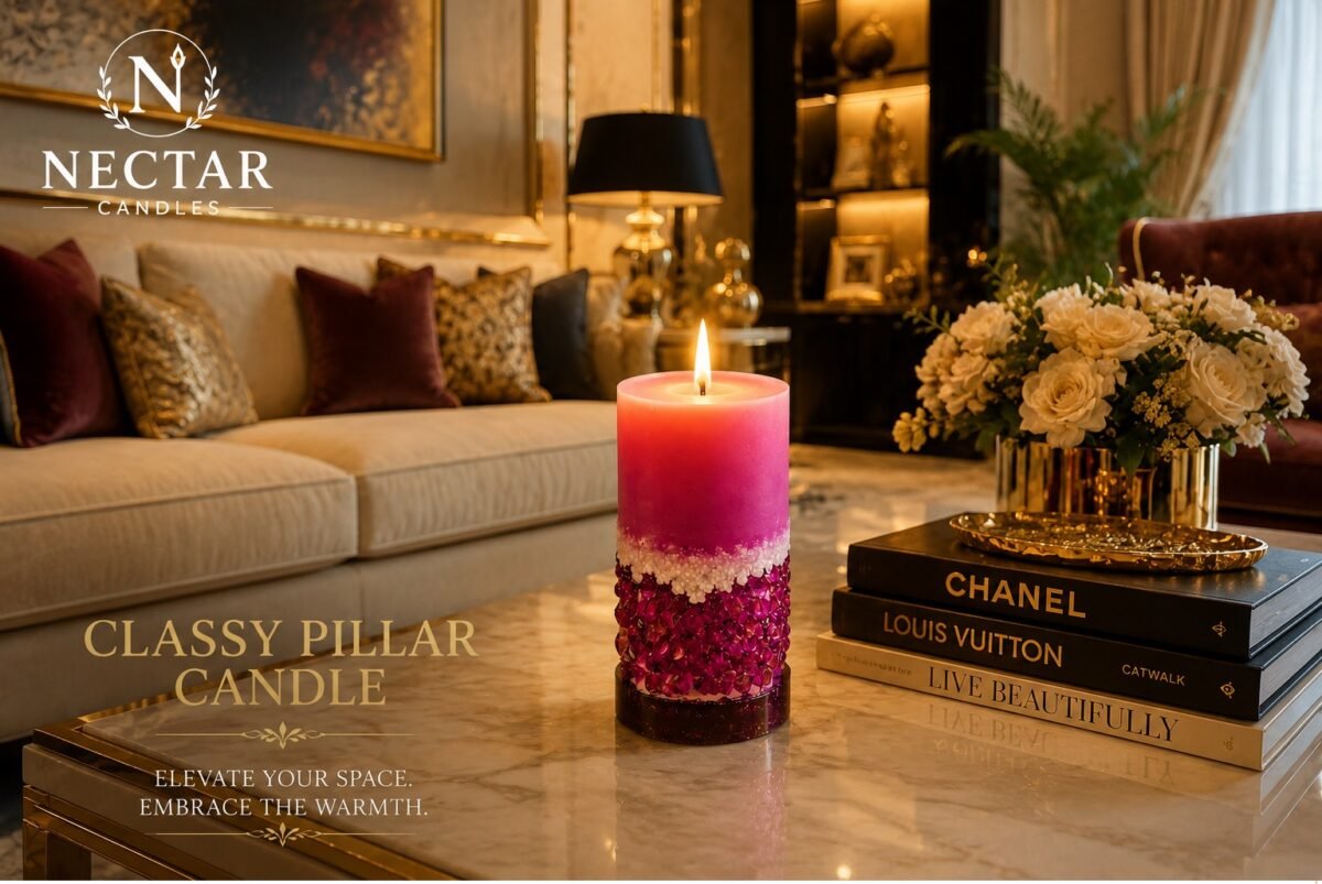 pillar candle living room sample